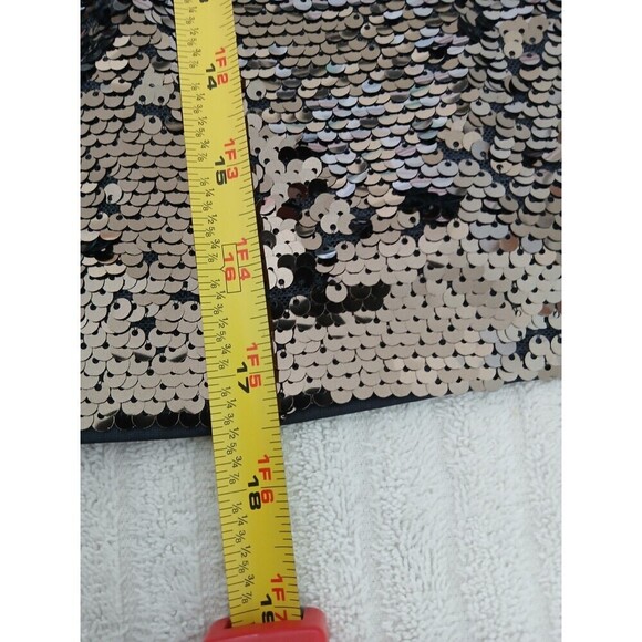 H&M Sequins Sparkly Sleeveless Lined Cute Party Dress Size Large Black Gold - Picture 8 of 12